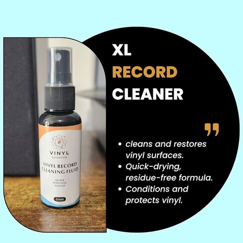 Vinyl Quantum - مجموعة تنظيف أسطوانات الفينيل - كاملة 5 في 1 - تتضمن فرشاة تسجيل مخملية فائقة النعومة، وفرشاة تنظيف صغيرة، وسائل تنظيف مقاس XL، وفرشاة قلم in Saudi Arabia