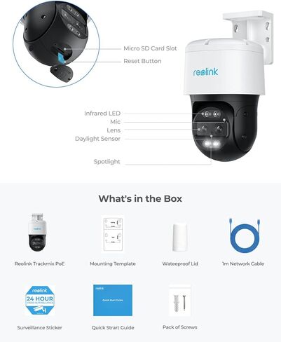 REOLINK 4K PoE Security Camera System, 4pcs Person/Vehicle Detection IP Cameras, 8CH NVR with 2TB HDD, RLK8-800D4 PoE Kit Bundle with PTZ SecurityOutdoor 360 Camera Trackmix PoE in Saudi Arabia