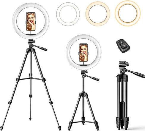 WUZHI 12" Ring Light with Stand and Phone Holder, Selfie Ringlight with Photographic Light Mounting Hardware, 10 Dimming Levels & 3 Colors LED Ring Lights for Recording Streaming,Makeup,YouTube,TikTok in Saudi Arabia