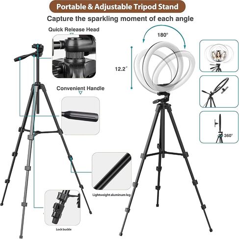 WUZHI 12" Ring Light with Stand and Phone Holder, Selfie Ringlight with Photographic Light Mounting Hardware, 10 Dimming Levels & 3 Colors LED Ring Lights for Recording Streaming,Makeup,YouTube,TikTok in Saudi Arabia