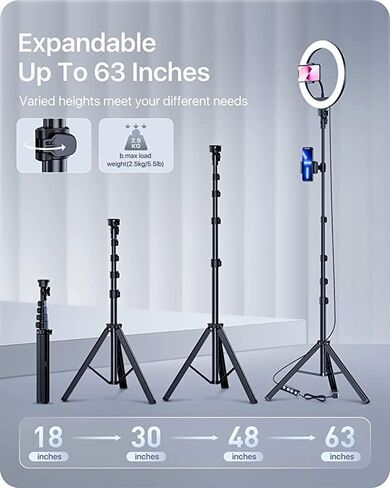 WUZHI 12" Ring Light with Stand and Phone Holder, Selfie Ringlight with Photographic Light Mounting Hardware, 10 Dimming Levels & 3 Colors LED Ring Lights for Recording Streaming,Makeup,YouTube,TikTok in Saudi Arabia