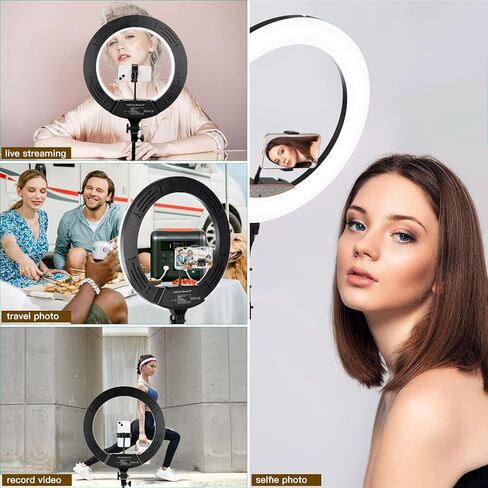 WUZHI 12" Ring Light with Stand and Phone Holder, Selfie Ringlight with Photographic Light Mounting Hardware, 10 Dimming Levels & 3 Colors LED Ring Lights for Recording Streaming,Makeup,YouTube,TikTok in Saudi Arabia