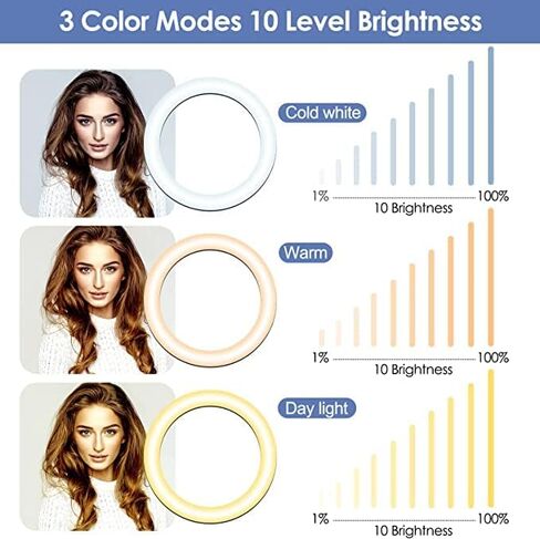 WUZHI 12" Ring Light with Stand and Phone Holder, Selfie Ringlight with Photographic Light Mounting Hardware, 10 Dimming Levels & 3 Colors LED Ring Lights for Recording Streaming,Makeup,YouTube,TikTok in Saudi Arabia