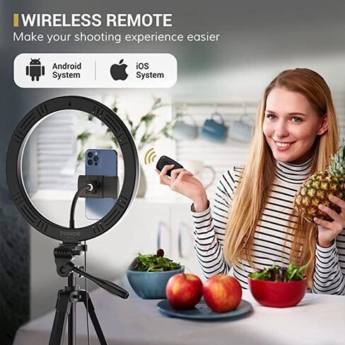 WUZHI 12" Ring Light with Stand and Phone Holder, Selfie Ringlight with Photographic Light Mounting Hardware, 10 Dimming Levels & 3 Colors LED Ring Lights for Recording Streaming,Makeup,YouTube,TikTok in Saudi Arabia
