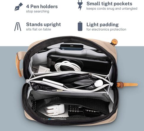 TRIPPED Travel Gear Tech Bag Organizer - Small Electronics Organizer Pouch for Travel - Premium Travel Case with Leather Accents - Mesh Pocket for Cables, Cords and Chargers in Saudi Arabia