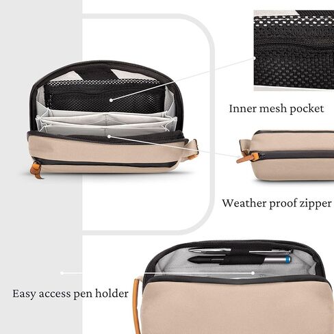 TRIPPED Travel Gear Tech Bag Organizer - Small Electronics Organizer Pouch for Travel - Premium Travel Case with Leather Accents - Mesh Pocket for Cables, Cords and Chargers in Saudi Arabia