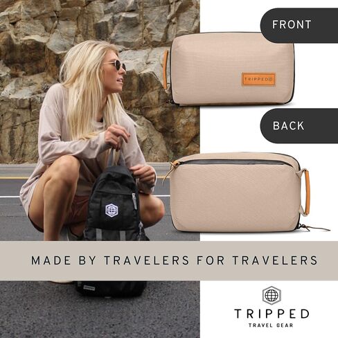 TRIPPED Travel Gear Tech Bag Organizer - Small Electronics Organizer Pouch for Travel - Premium Travel Case with Leather Accents - Mesh Pocket for Cables, Cords and Chargers in Saudi Arabia