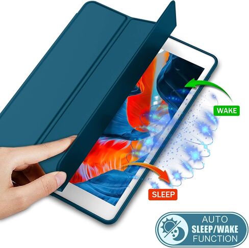 iMieet iPad 9th Generation Case 2021/iPad 8th Generation Case 2020 10.2 Inch with Pencil Holder, iPad 7th Gen 2019 Case with Soft Baby Skin Silicone Back, Auto Wake/Sleep Cover (Black) in Kuwait