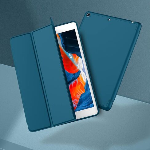 iMieet iPad 9th Generation Case 2021/iPad 8th Generation Case 2020 10.2 Inch with Pencil Holder, iPad 7th Gen 2019 Case with Soft Baby Skin Silicone Back, Auto Wake/Sleep Cover (Black) in Kuwait
