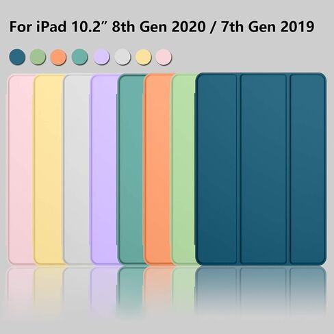 iMieet iPad 9th Generation Case 2021/iPad 8th Generation Case 2020 10.2 Inch with Pencil Holder, iPad 7th Gen 2019 Case with Soft Baby Skin Silicone Back, Auto Wake/Sleep Cover (Black) in Kuwait