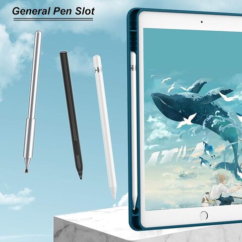 iMieet iPad 9th Generation Case 2021/iPad 8th Generation Case 2020 10.2 Inch with Pencil Holder, iPad 7th Gen 2019 Case with Soft Baby Skin Silicone Back, Auto Wake/Sleep Cover (Black) in Kuwait