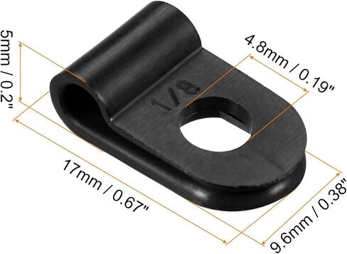 Rebower R-type Cable Clips Wire Management Clamps, [for Keeping Wire Neat ] - Nylon / 0.12-inch/Black / 20 Pcs in Saudi Arabia
