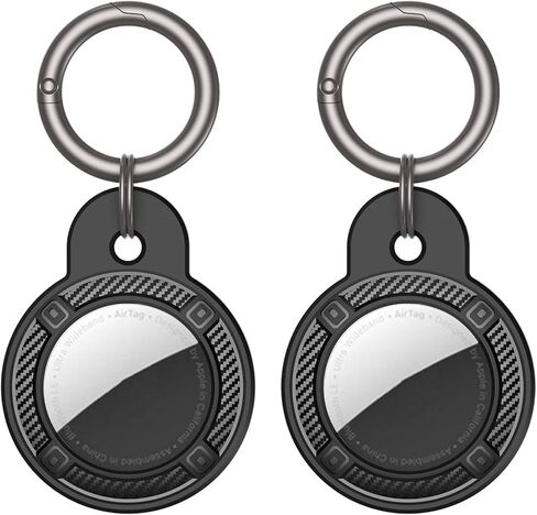 JIML مادة TPU AirTags حافظة سلسلة مفاتيح وغطاء واقٍ وحامل ملحقات تعقب مضادة للخدش وحافظة واقية لمكتشف علامات الهواء (قطعتان أسود) in Kuwait