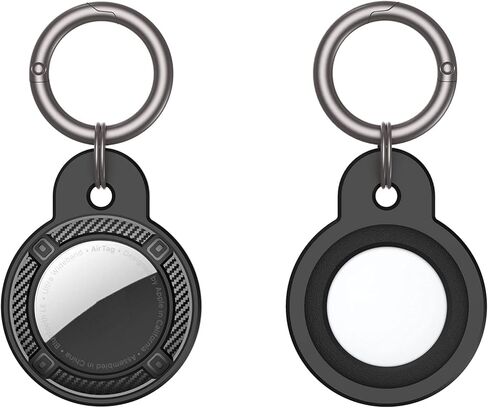 JIML مادة TPU AirTags حافظة سلسلة مفاتيح وغطاء واقٍ وحامل ملحقات تعقب مضادة للخدش وحافظة واقية لمكتشف علامات الهواء (قطعتان أسود) in Kuwait