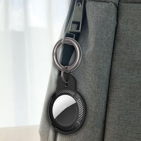 JIML مادة TPU AirTags حافظة سلسلة مفاتيح وغطاء واقٍ وحامل ملحقات تعقب مضادة للخدش وحافظة واقية لمكتشف علامات الهواء (قطعتان أسود) in Kuwait