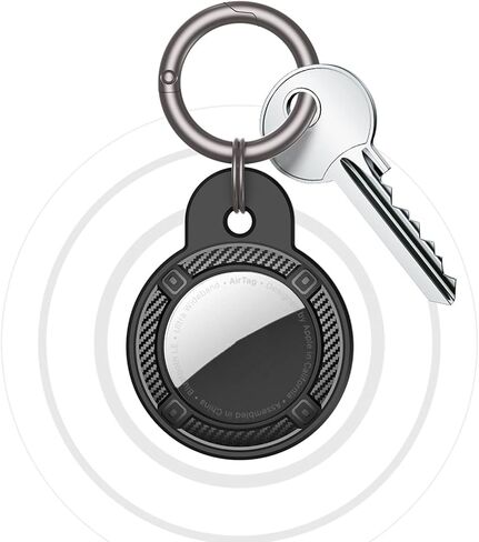 JIML مادة TPU AirTags حافظة سلسلة مفاتيح وغطاء واقٍ وحامل ملحقات تعقب مضادة للخدش وحافظة واقية لمكتشف علامات الهواء (قطعتان أسود) in Kuwait