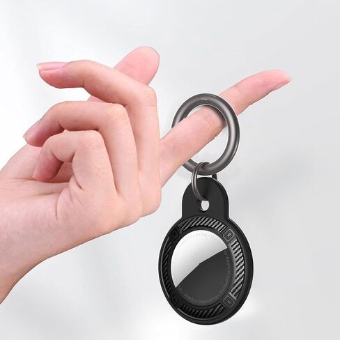 JIML مادة TPU AirTags حافظة سلسلة مفاتيح وغطاء واقٍ وحامل ملحقات تعقب مضادة للخدش وحافظة واقية لمكتشف علامات الهواء (قطعتان أسود) in Kuwait