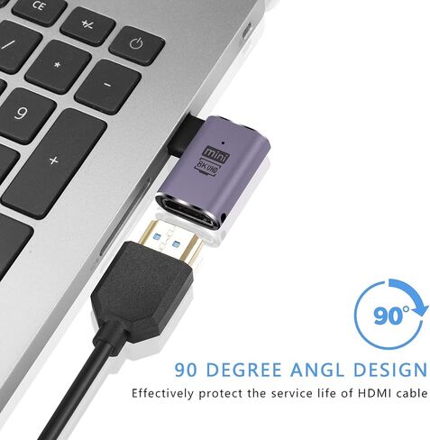 GINTOOYUN 8K Mini HDMI to HDMI Extender Adapter 2.1 Version Mini HDMI Male to Right Angle 90 degreeHDMI Female Extension Adapter for Camera,Laptop,Tablet,HDTV,Projector 2 PCS(Angle Right) in Saudi Arabia