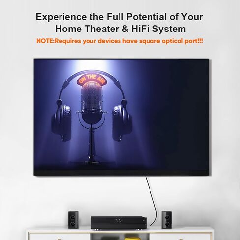 كابل الصوت البصري CableCreation، [عبوة من قطعتين] كابل ألياف بصرية بطول 3 أقدام [S/PDIF] مطلي بالذهب للمسرح المنزلي، وبار الصوت، والتلفزيون، وPS4، وXbox، ومشغل VD/CD، ومشغلات Blu-ray، ووحدة التحكم في الألعاب والمزيد، 0.9 م in Kuwait