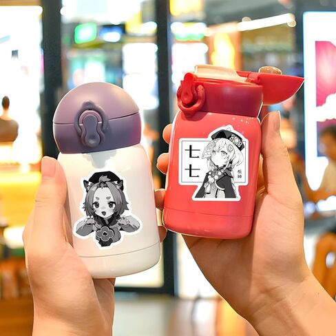 50 قطعة من ملصقات جينشن امباكت جي ام اي باللونين الاسود والابيض، لعبة كاواي جينشين امباكت مقاومة للماء للابتوب وزجاجة المياه والجوال ولوح التزلج والدراجة والجيتار والامتعة للفتيات المراهقات (جينشين in Kuwait