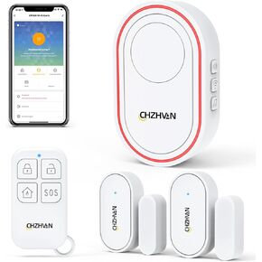 نظام أمان المنزل CHZHVAN، مستشعر إنذار نافذة الباب الذكي WiFi مع تنبيه التطبيق، جهاز التحكم عن بعد، صفارة إنذار المحطة الأساسية، لسلامة الأطفال وكبار السن، متوافق مع Alexa. شقة فيت هوم هاوس in Kuwait