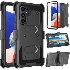 Galaxy A54 5G Case, Galaxy A54 5G Holster Case with Belt Clip [Built-in Screen Protector], Takfox Protective Heavy Duty Shockproof Kickstand Rugged Hard Shell Defender Phone Case for Samsung A54-Black