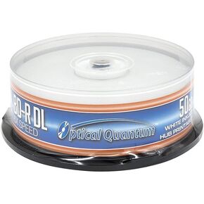 Optical Quantum 6X 50GB BD-R DL White Inkjet Printable Blu-ray Double Layer Recordable Media , 25-Disc Spindle