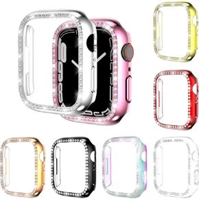 [8 عبوات] جراب صلب مطلي بأحجار الراين من البولي كربونات متوافق مع Apple Watch Series 7/8 41 مم، غطاء ممتص للصدمات من حجر الراين الكريستالي اللامع لساعة iWatch 7/8 الذكية in Kuwait