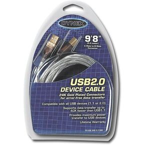 Dynex USB-A to USB-B 2.0 Peripheral Cable - 9'8"ft (3M)! in Kuwait