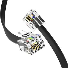 RetailAndBulk 15FT RJ11 Telephone Cord - Pro Grade Landline Phone Cable, 4 Wire, 100% Copper, Thickest Gold Contacts, Heavy Duty PVC Jacket (Straight, 15 Foot, Black) Made in USA