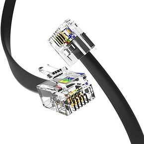8FT RJ11 Telephone Cord – Pro Grade 4-Wire Landline Phone Cable, 100% Copper, Heavy Duty PVC Jacket, Thick Gold Contacts for Phone, Fax, DSL (8 Foot - Black, Made in USA) in Saudi Arabia