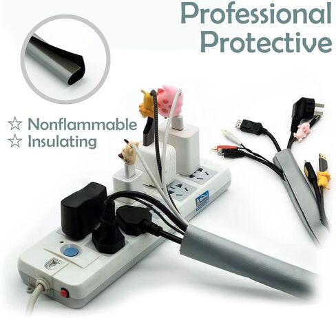 مجموعة اغطية كيبلات من روزويلد مكونة من 4 قطع من منظم الاسلاك مع غطاء لاسلاك التفاف بلاصق فيلكرو وغطاء حماية لادارة الاسلاك للتلفزيون والكمبيوتر والمكتب والمكتب والكمبيوتر الشخصي مرن 19.7 انش in Kuwait