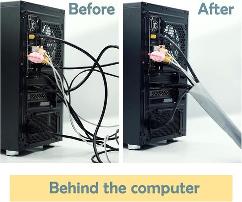 مجموعة اغطية كيبلات من روزويلد مكونة من 4 قطع من منظم الاسلاك مع غطاء لاسلاك التفاف بلاصق فيلكرو وغطاء حماية لادارة الاسلاك للتلفزيون والكمبيوتر والمكتب والمكتب والكمبيوتر الشخصي مرن 19.7 انش in Kuwait