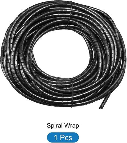 Rebower Spiral Tube Wrap Management Pipe Flexible Cord PE Polyethylene [for Office, Computer, TV ] - 14.0M/ 4.0mm/ Black in Saudi Arabia