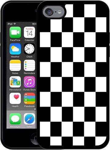 حافظة SM Case iPod Touch 7، حافظة iPod Touch 6، حافظة iPod Touch 5 - تصميم مطبوع بنمط مربعات، غطاء خلفي واقٍ من مادة TPU المطاطية الناعمة / غطاء لجهاز iPod Touch 7/6 / 5. أسود in Kuwait