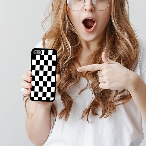 حافظة SM Case iPod Touch 7، حافظة iPod Touch 6، حافظة iPod Touch 5 - تصميم مطبوع بنمط مربعات، غطاء خلفي واقٍ من مادة TPU المطاطية الناعمة / غطاء لجهاز iPod Touch 7/6 / 5. أسود in Kuwait