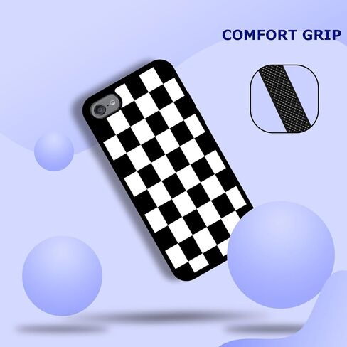حافظة SM Case iPod Touch 7، حافظة iPod Touch 6، حافظة iPod Touch 5 - تصميم مطبوع بنمط مربعات، غطاء خلفي واقٍ من مادة TPU المطاطية الناعمة / غطاء لجهاز iPod Touch 7/6 / 5. أسود in Kuwait