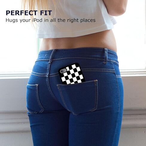 حافظة SM Case iPod Touch 7، حافظة iPod Touch 6، حافظة iPod Touch 5 - تصميم مطبوع بنمط مربعات، غطاء خلفي واقٍ من مادة TPU المطاطية الناعمة / غطاء لجهاز iPod Touch 7/6 / 5. أسود in Kuwait