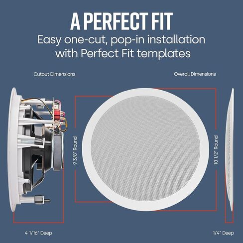 مكبر صوت Polk Audio MC80 ثنائي الاتجاه في السقف مقاس 8 بوصات (مفرد) | صوت ديناميكي مدمج | مثالي للمناطق الرطبة الداخلية/المغلقة | الحمامات والمطابخ والباحات | أبيض in Kuwait