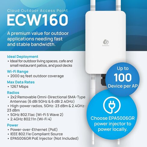 نقطة الوصول الخارجية EnGenius Cloud Managed ECW160 11ac Wave 2 2x2 in Saudi Arabia