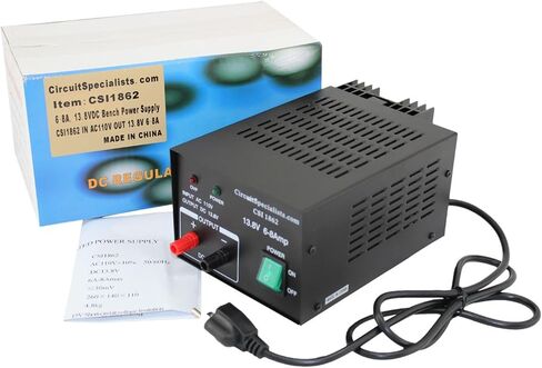 مزود طاقة خطي منظم 13.8 فولت تيار مستمر 6.0 أمبير - يوفر خرج جهد تيار مستمر ثابت ومتسق - ضروري لتشغيل الأجهزة الكهربائية والإلكترونية المختلفة in Kuwait