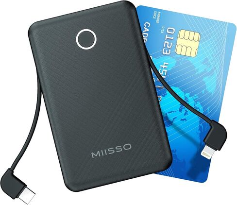 miisso 6000mah Ultra Slim Power Bank, Card Size, Deep Black in Saudi Arabia