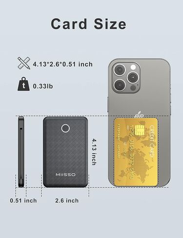 miisso 6000mah Ultra Slim Power Bank, Card Size, Deep Black in Saudi Arabia