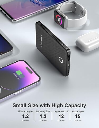 miisso 6000mah Ultra Slim Power Bank, Card Size, Deep Black in Saudi Arabia