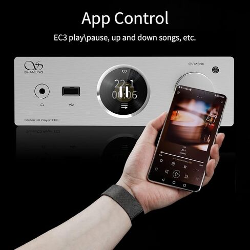 مشغل اقراص سي دي ستيريو EC3 من شانلينج، منفذ محرك USB، محول رقمي تناظري ES9219C، دقة فائقة 384 كيلو هرتز/32 بت، DSD256، يدعم المحور، مخرج الالياف البصرية، التحكم في التطبيق (اسود) in Kuwait
