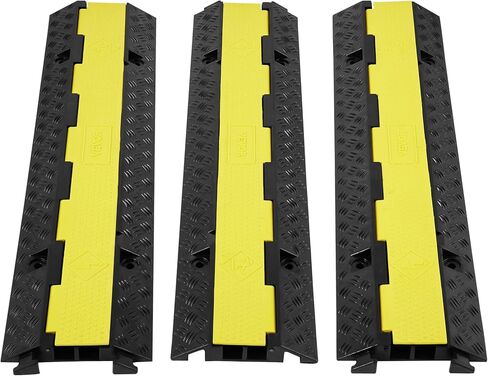 VEVOR 3.28 ft Cable Protector Ramp, 4 Pack of 1 Channel, 18000 lbs/axle Capacity Heavy Duty Rubber Speed Bumps, Floor Cord Cable Protector Wire Cover, for Residential Areas, Private Garages, Gardens in Kuwait