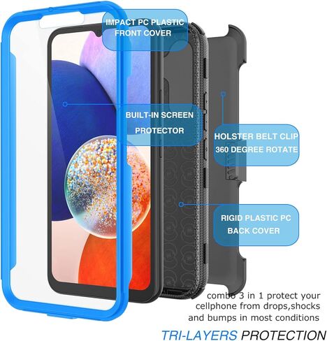 Galaxy A54 5G Case, Galaxy A54 5G Holster, Tekcoo [Tshell] Shock Absorbing [Built-in Screen] [Kickstand Locking Belt] Carrying Secure Swivel Defender Full Body Cover for Samsung A54 5G Black in Kuwait