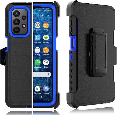 Tekcoo Case for Galaxy A23 with [Built-in Screen Protector] Holster Locking Belt Clip [Military Grade 12FT Drop Tested] Full Body Carrying Kickstand Cover for Samsung Galaxy A23 5G / 4G LTE - Black in Saudi Arabia