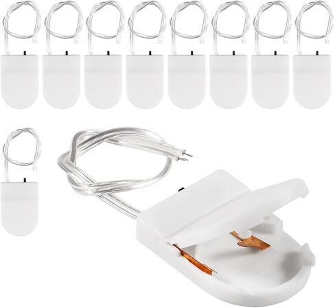 10pcs Button Battery Holder Coin Cell Battery Holder with Switch CR2032 1 X 3V Battery Holder Battery Storage Boxes Cover with Wires On ON-Off Switch Socket Container (Black) in Saudi Arabia