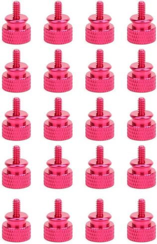 20 Pack Computer Case Thumbscrews, Fully Threaded 6-32 Teeth Knurled Thumb Screws, Aluminum Alloy Case Anodized Hand Fastener for Cover/Power Supply/PCI Slots/Hard Drives(pink) in Saudi Arabia